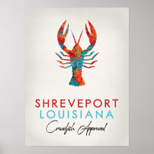 Shreveport Louisiana Crawfish Bright Poster