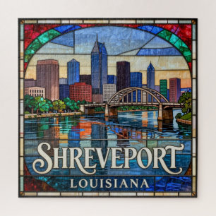 Shreveport Louisiana Stained Glass Cityscape 🌉 Jigsaw Puzzle