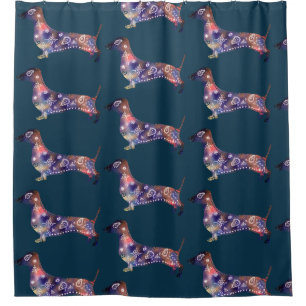 Shri Dachshund Mandala Art Shower Curtain