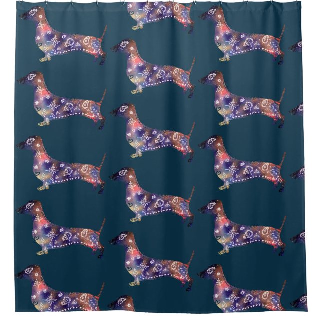 Shri Dachshund Mandala Art  Shower Curtain (Front)