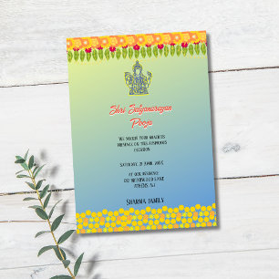 Shri Satyanarayan Pooja Hindu Indian Style Flower Invitation