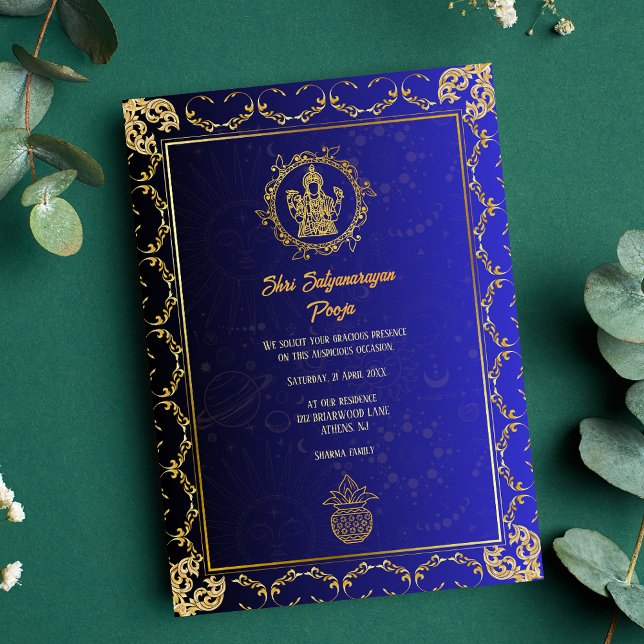 Shri Satyanarayan Pooja Minimal Hindu Indian Invitation (Creator Uploaded)