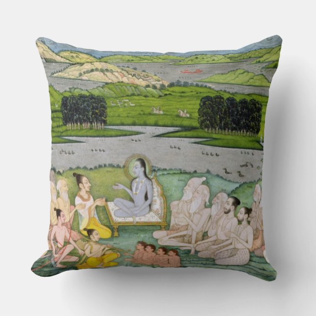 Shri Sukdevji preaching to a concourse of Sadhus, Cushion (Front)