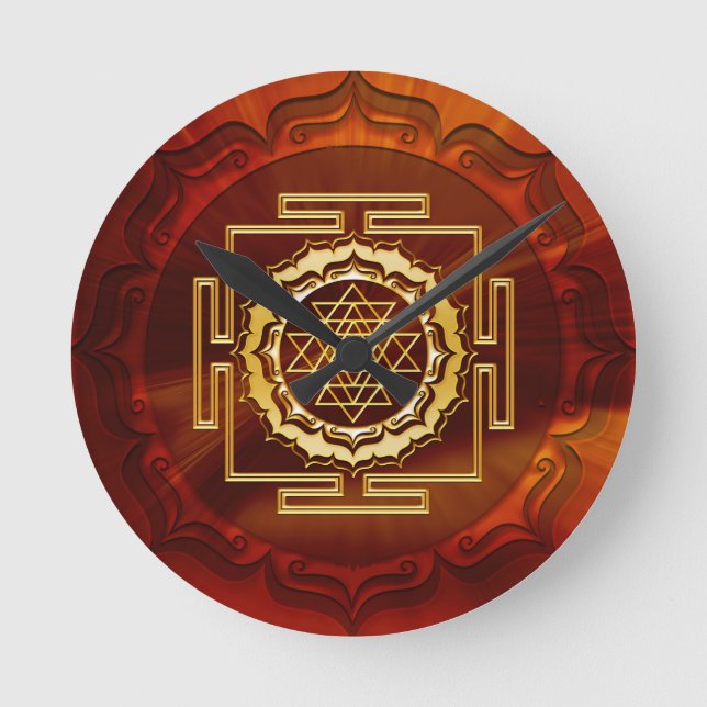 Shri Yantra - Cosmic Conductor of Energy Round Clock (Front)