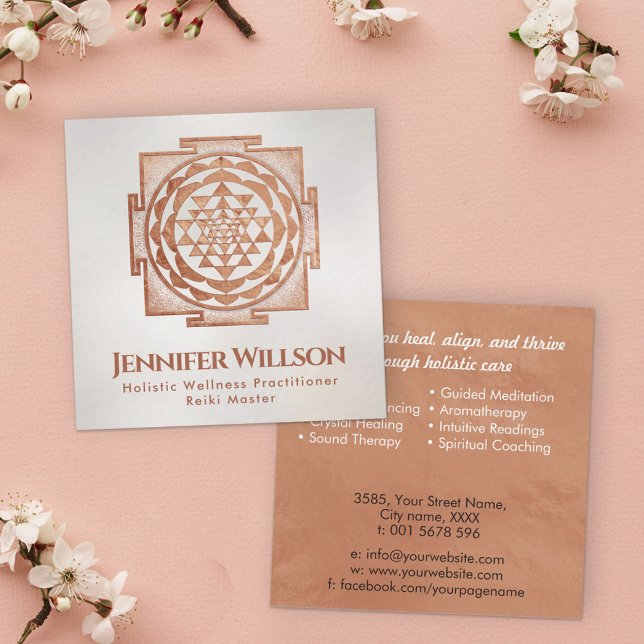 Shri Yantra - Sri yantra - Shri Chakra - Copper Square Business Card (Creator Uploaded)