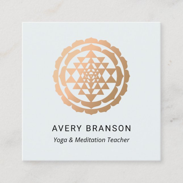 Shri Yantra Yoga Meditation Teacher Square Business Card (Front)