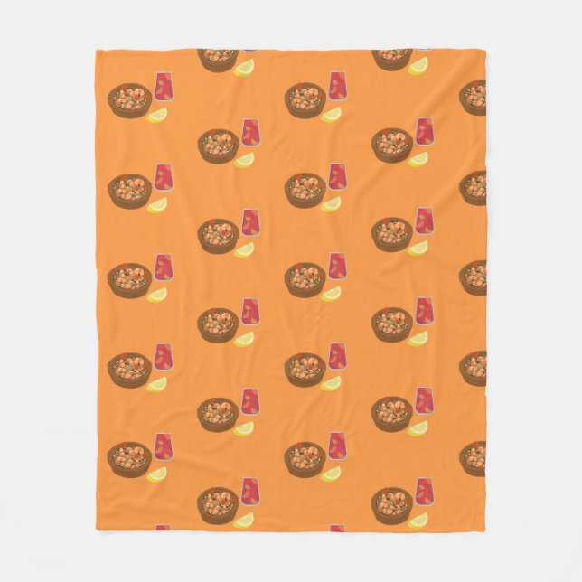Shrimp and Sangria Fleece Blanket (Front)
