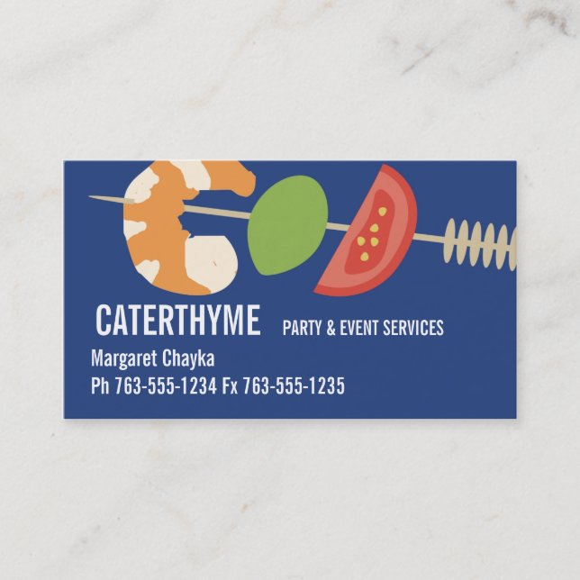 Shrimp appetizer kebab catering business cards (Front)