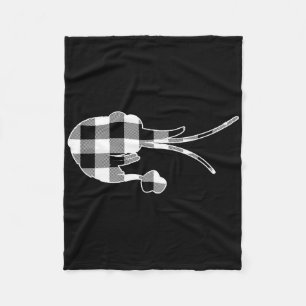 Shrimp Black And White Buffalo Plaid Merry Christm Fleece Blanket