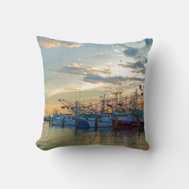Shrimp Boat and Pelican Pillow (Front)