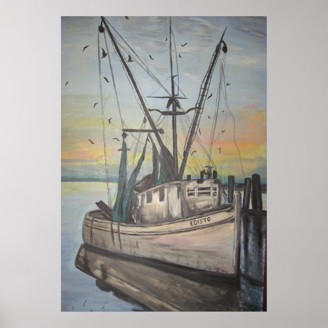 shrimp boat by Nancy Hellams Poster (Front)