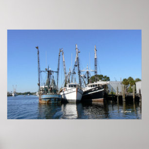 Shrimp Boats Wait at the Dock Poster