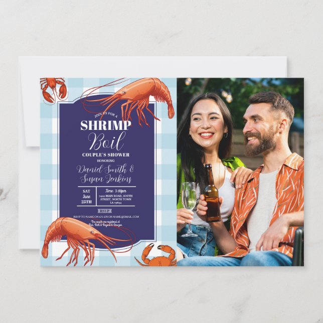 Shrimp Boil Engagement Party Seafood Photo Lobster Invitation (Front)