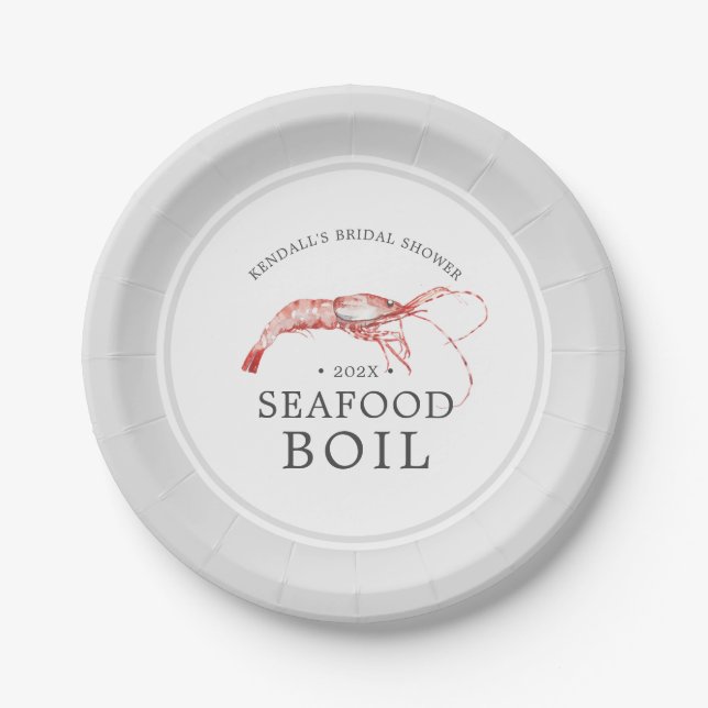 Shrimp Boil | Seafood Boil Themed Bridal Shower Paper Plate (Front)