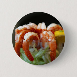 Shrimp Cocktail Lemons Lettuce Seafood 6 Cm Round Badge