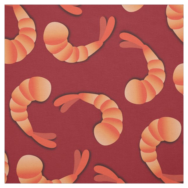 Shrimp Cute Seafood Fabric (Swatch)