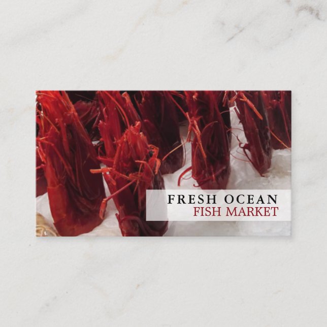 Shrimp Display, Fishmonger/Wife, Fish Market Business Card (Front)