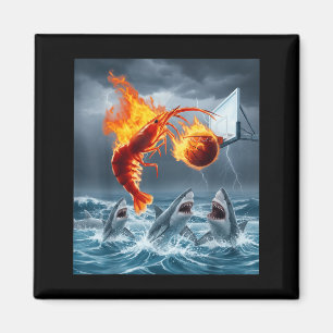 Shrimp Dunking Basketball Hilarious Brainrot Shark Magnet