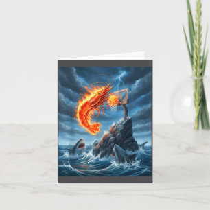 Shrimp Dunking On Shark Funny Fishing Meme Basketb Card