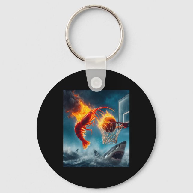 Shrimp Dunking On Shark Funny Fishing Meme  Key Ring (Front)