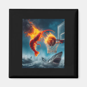 Shrimp Dunking On Shark Funny Fishing Meme Magnet