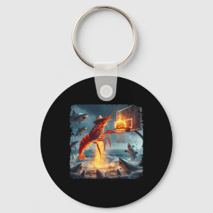 Shrimp Dunking On Shark Funny Fishing Meme Sketll Key Ring