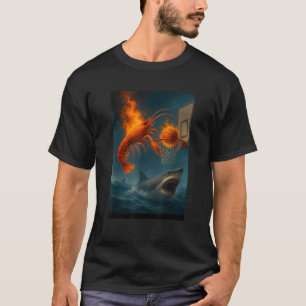 Shrimp Dunking on Shark Funny Fishing Meme  T-Shirt
