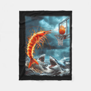 Shrimp Dunking On Sharks Funny Ocean Sketll Meme S Fleece Blanket