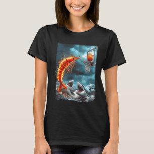 Shrimp Dunking On Sharks Funny Ocean Sketll Meme S T-Shirt