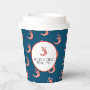 Shrimp Hand Watercolor Seafood Crab Boil Blue Paper Cups