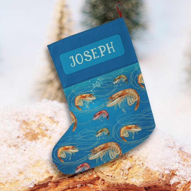 Shrimp in Water Personalised Christmas Stocking (Creator Uploaded)