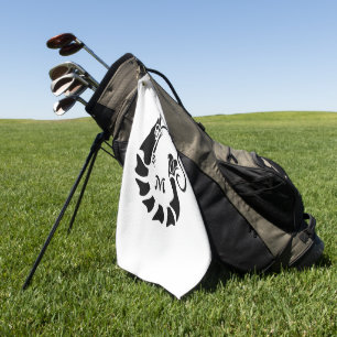 Shrimp Monogram in a Black Stencil Style Golf Towel