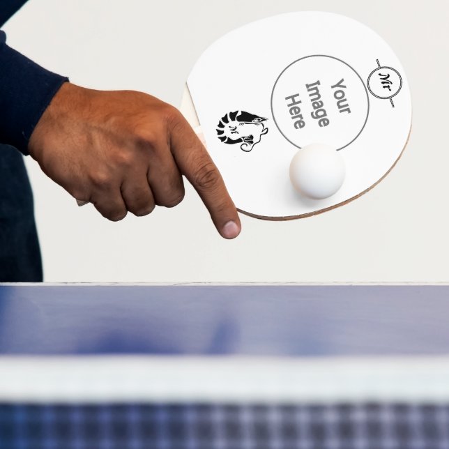 Shrimp Monogram in a Black Stencil Style Ping Pong Paddle (Insitu)