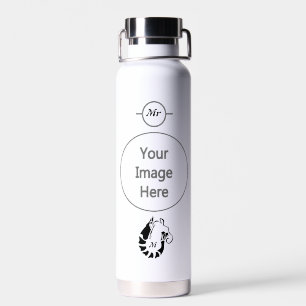 Shrimp Monogram in a Black Stencil Style Water Bottle