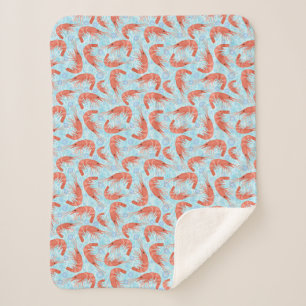 Shrimp Prawns Coral Ocean Bubbles Nautical Sea V2 Sherpa Blanket