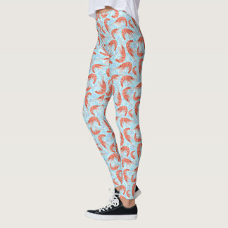 Shrimp Prawns Coral Sea Bubbles Nautical Lt Blue Leggings