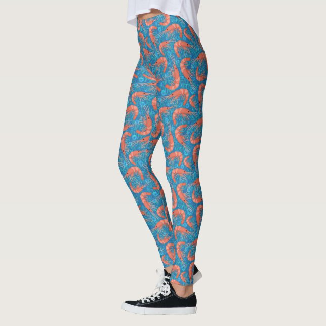 Shrimp Prawns Coral Sea Bubbles Nautical Ocean Leggings (Left)