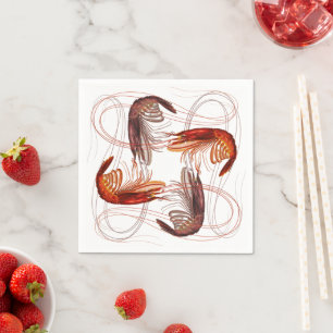 Shrimp Prawns Long Antennae Paper Napkin