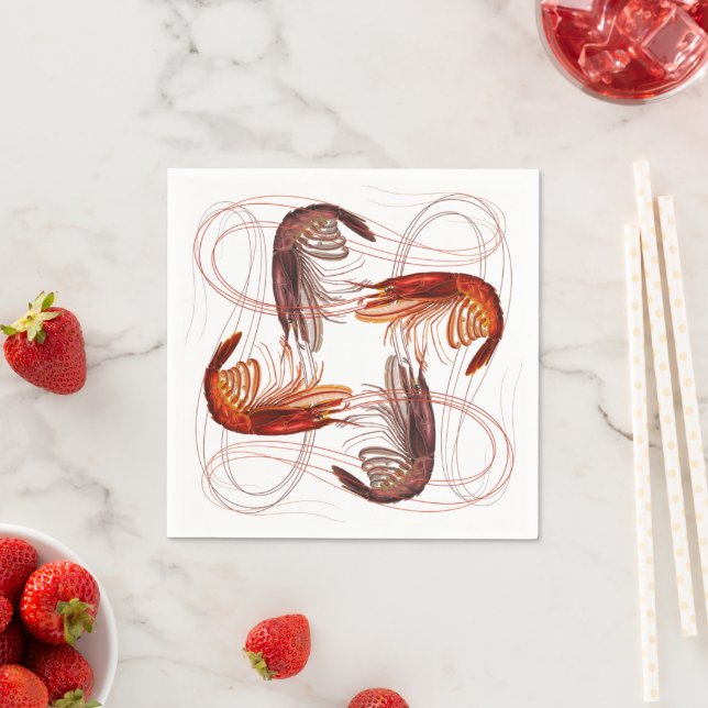 Shrimp Prawns Long Antennae Paper Napkin (Insitu)