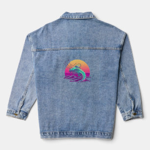 Shrimp Synthwave 80s Retrowave Aesthetic Denim Jacket