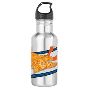 Shrimp tempura cartoon illustration 532 ml water bottle