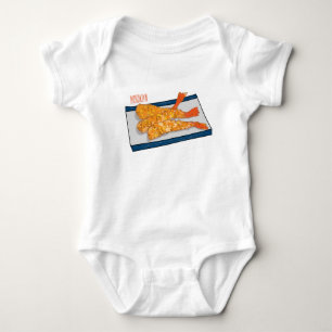 Shrimp tempura cartoon illustration baby bodysuit
