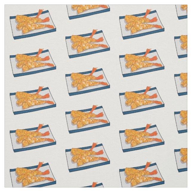Shrimp tempura cartoon illustration fabric (Swatch)