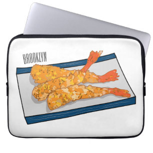 Shrimp tempura cartoon illustration laptop sleeve