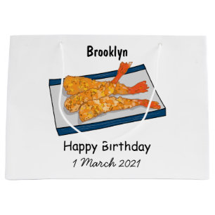Shrimp tempura cartoon illustration large gift bag