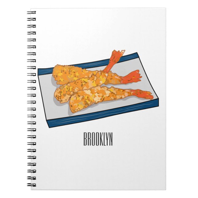 Shrimp tempura cartoon illustration notebook (Front)