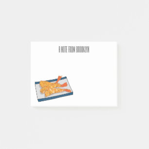 Shrimp tempura cartoon illustration post-it notes