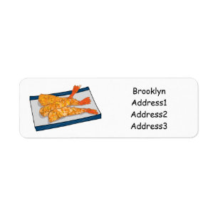 Shrimp tempura cartoon illustration return address label