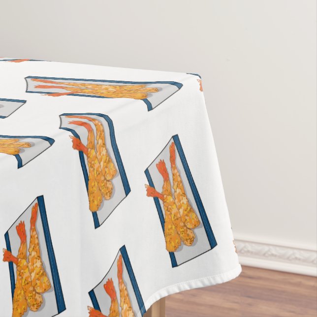 Shrimp tempura cartoon illustration tablecloth (In Situ)