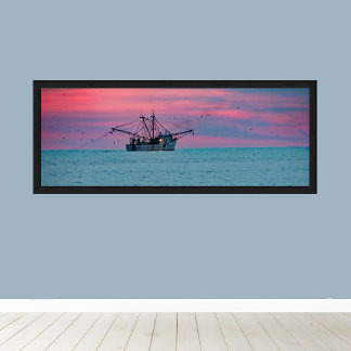 Shrimping at Sundown Poster